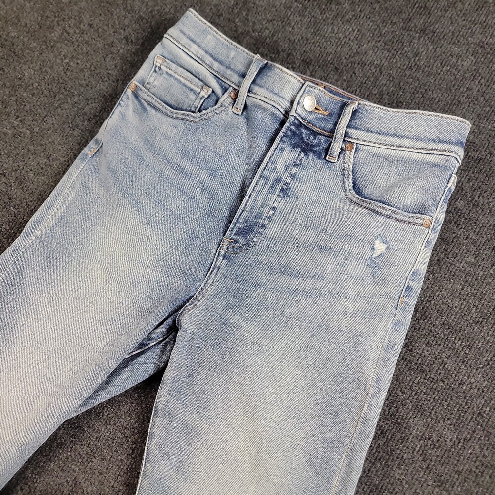 Express 90s Skinny High Rise Distressed Light Wash Blue Jeans Size 6R